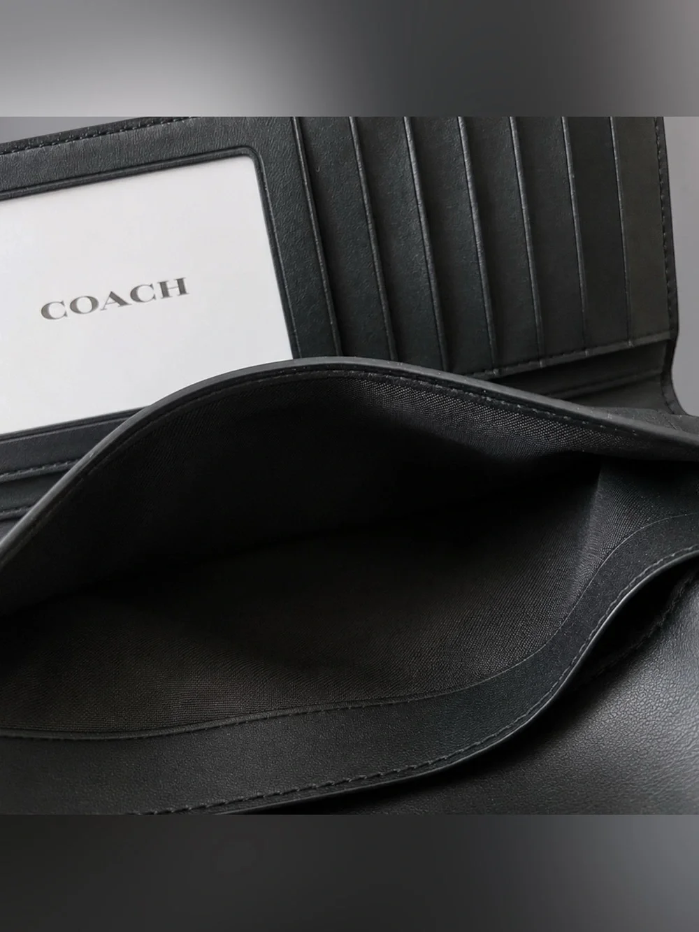 COACH Signature Trim Trifold Wallet | Espresso Brown & Black Leather | MSRP $250